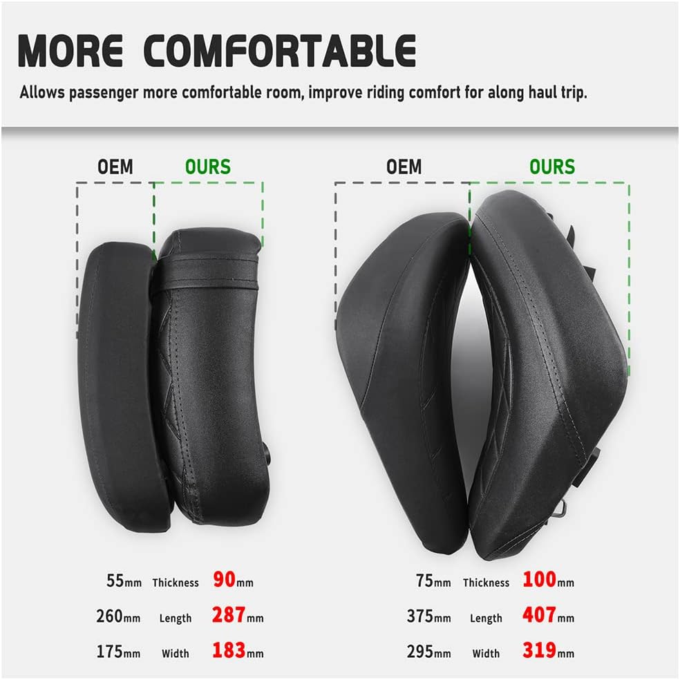 Motorcycle Cruiser Replacement Seats Front Driver Rider Seat Cover Cushion Saddle Pad Soft Leather for H.Onda Rebel CMX 500 300 CMX300 CMX500 Rebel500 2017 2018 2019 2020 2021 2022 2023 (Front-Black)