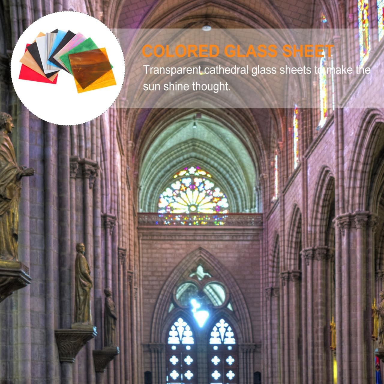 SHINEOFI 10Pcs Stainless Steel Mica Glass Sheets - Assorted Colors for DIY Cathedral Arts Projects with Water Ripple Texture