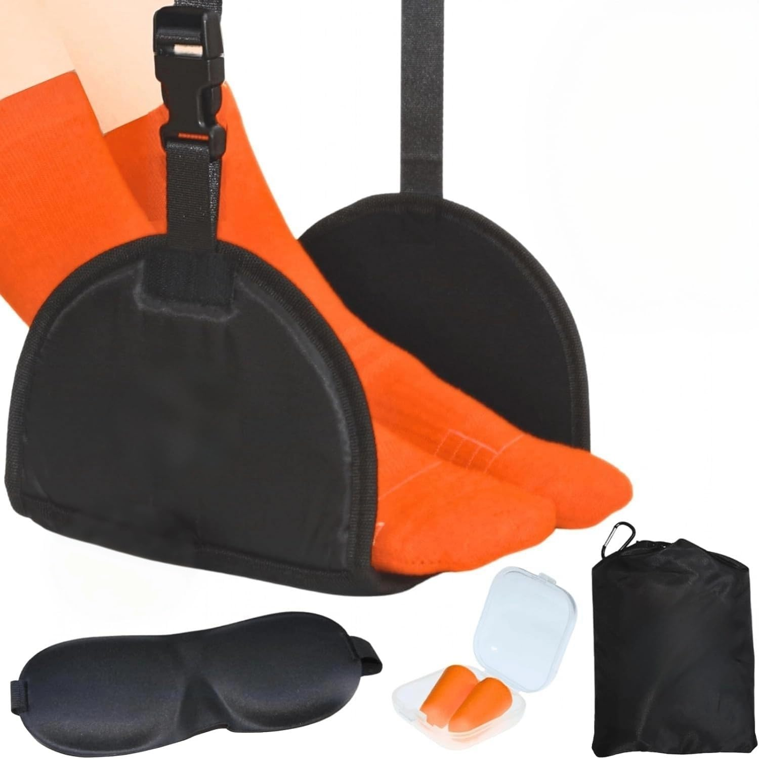 DULCE DOM Portable Airplane Footrest - Premium Memory Foam & Reinforced Hardboard Support Anti-Slip Adjustable Straps Compact Foldable Design for Plane, Train & Car Travel image number 3