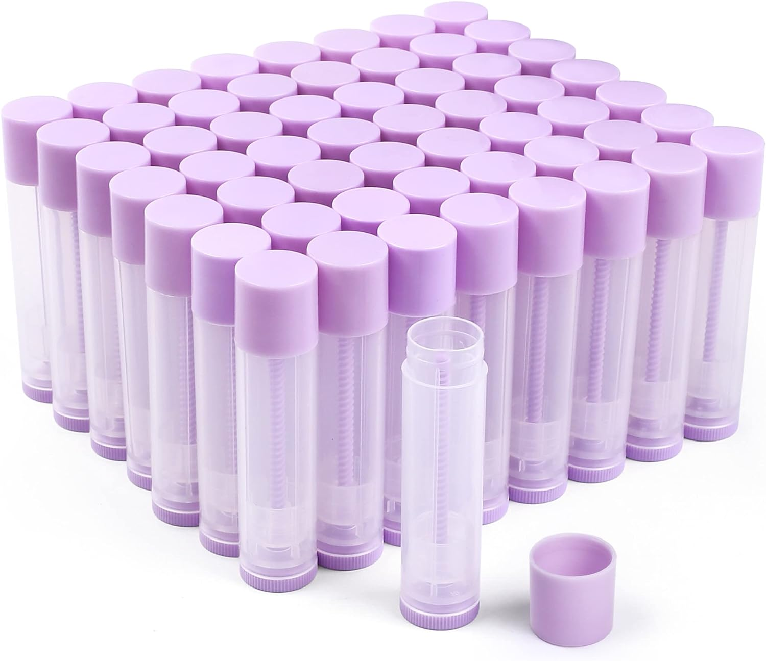 Lotfancy Lip Balm Tubes Empty, 60PCS 5.5Ml (3/16 Oz), Clear Lip Balm Container Tubes with Yellow Caps, BPA Free & Leak Free, Refillable