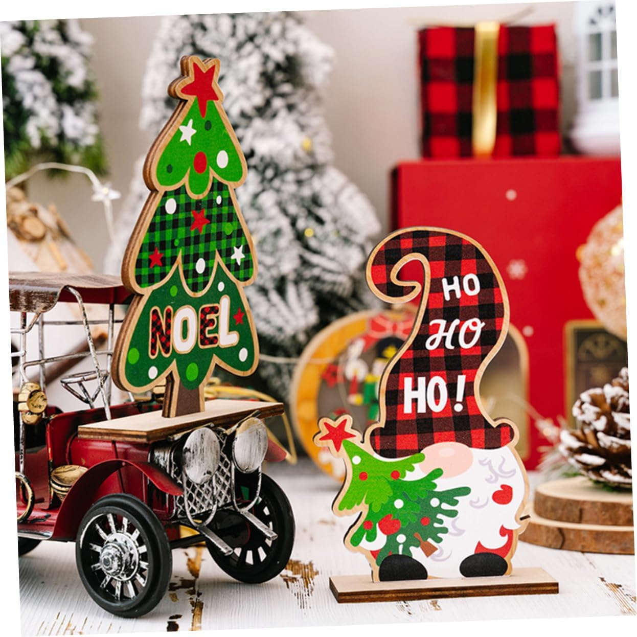 4Pcs Gnome Decorations for Christmas Tabletop Decor Christmas Hats Trees for Holiday Parties Crafts Home and Boys and Girls Room Decoration image number 1