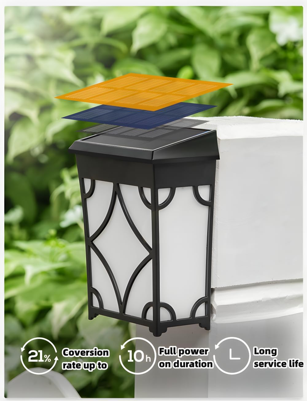 2 Pack Solar Deck Lights Outdoor Wall Light LED Garden Light Wireless Waterproof Fence Lights, Porch, Garage (Multi-Colored + Warm Light)