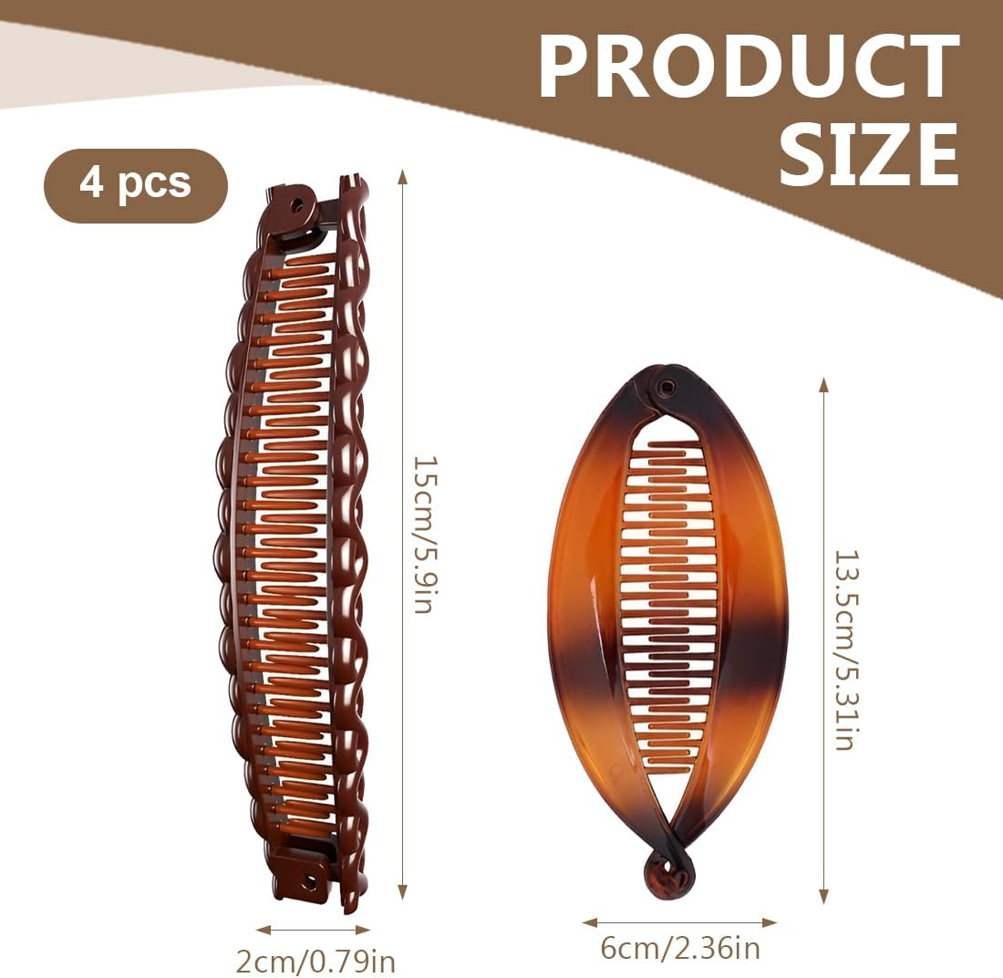 NHQZ 4-Piece Banana Clip Hair, Banana Clip, Retro Female Hair Accessory, Hair Comb, Banana Hair Clips, Women'S Thin Hairstyle, for Curly or Straight Hair Women and Girls image number 1