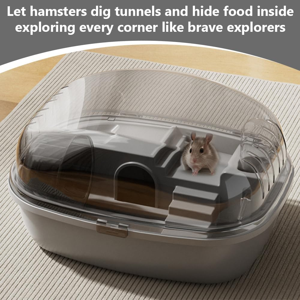 Panoramic Hamster Cage, Fully Equipped Mouse Basket Kit, Easy Clean Cricetinae Coop, Removable and Washable, for Dwarf & Syrian Rat (Starlight Gray) image number 2