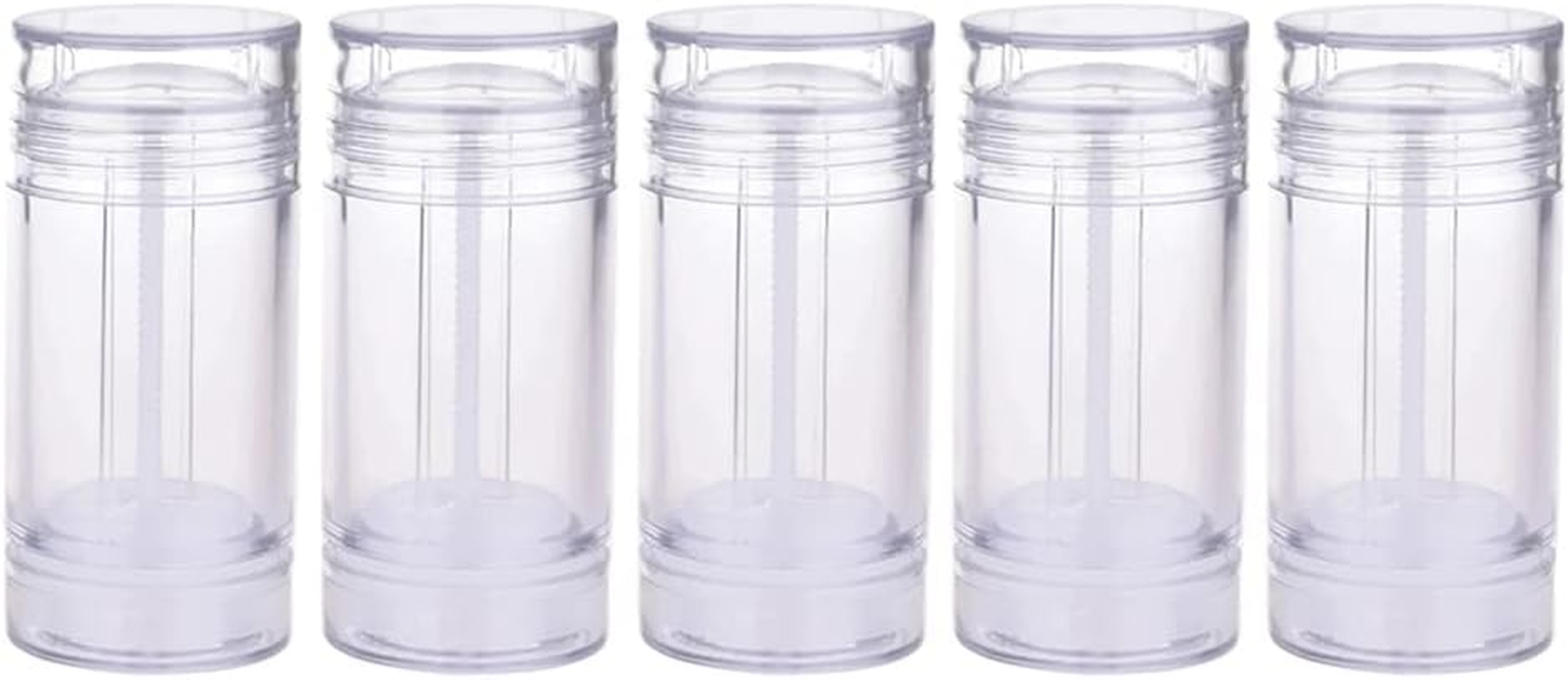 5 Packs Plastic Deodorant Containers,1 Oz /30Ml Empty Clear Cylinder (Bottom Refilling & Twist Up) Refillable Deodorant Tube Bottles Stick Container for Lip Balm,Lipstick, Clear,