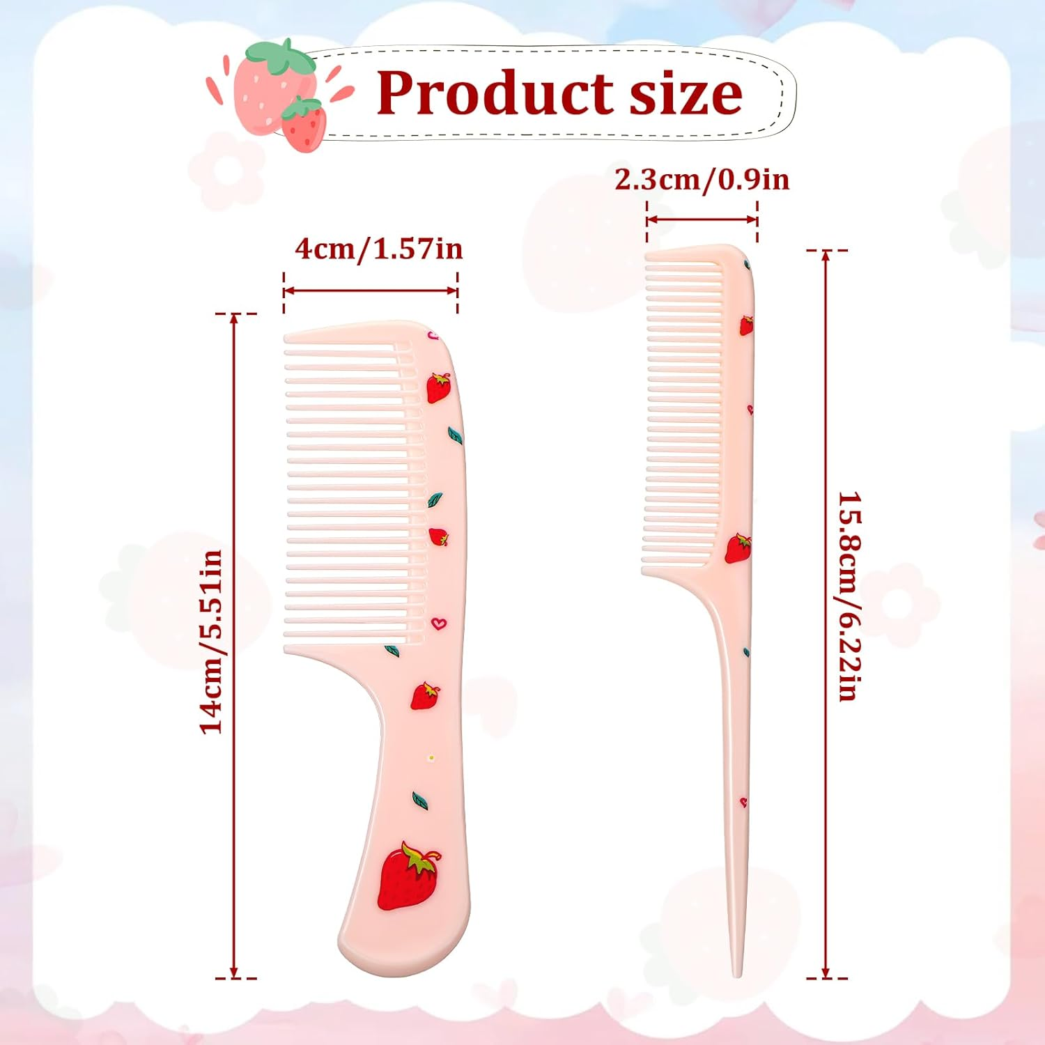 Cobee 2 Pcs Rat Tail Combs, Small Pink Comb with Parting Tip, Plastic Portable Combs for Kids Toddler Comb Hairdressing Comb Set for Wet and Dry image number 4