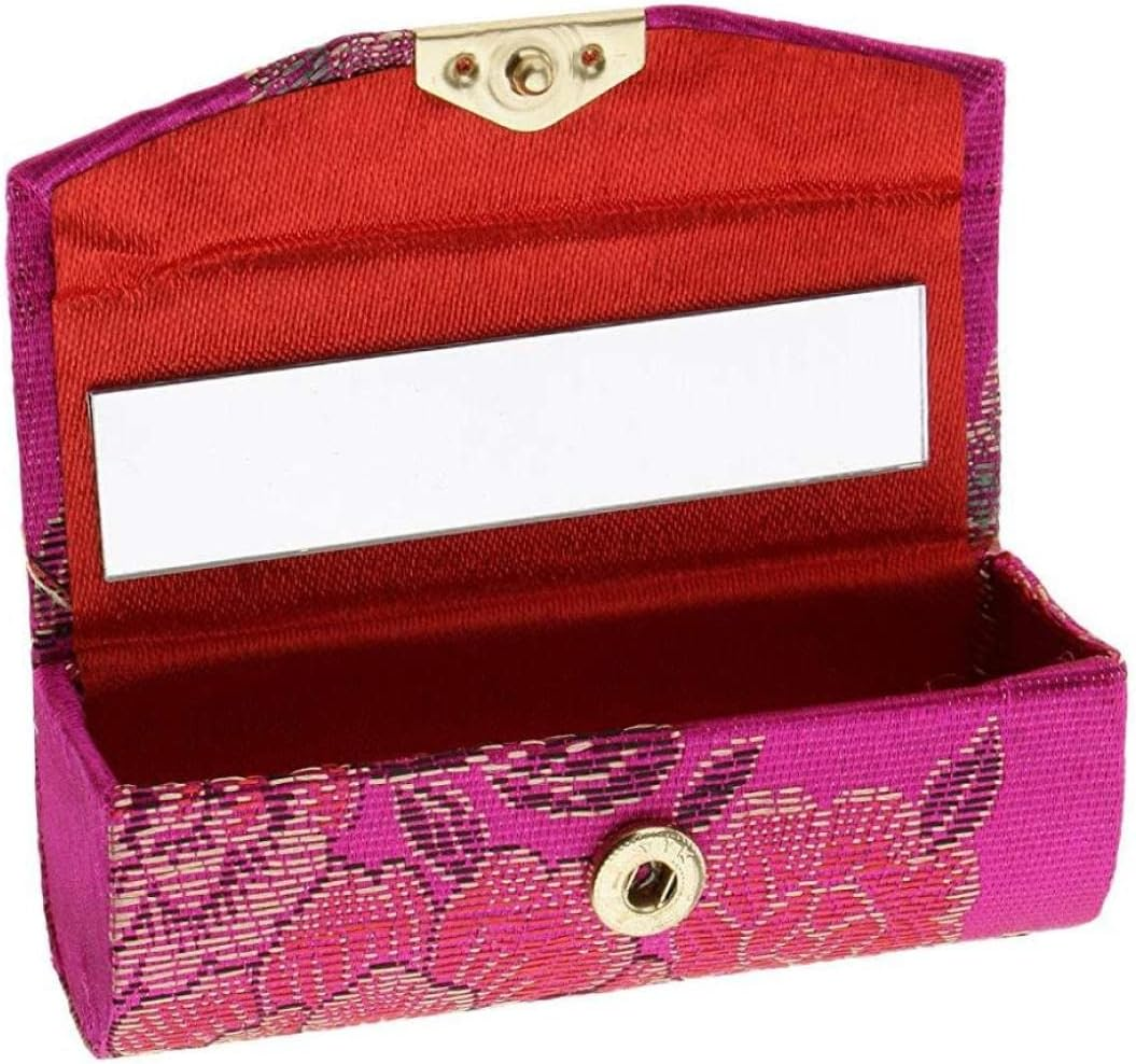 Portable Lipstick Case Chinese Style Floral Lip Balm Organiser with Makeup Mirror 5PCS Lipstick Case with Mirror Portable Lipstick Holders Mini Makeup Mirror Lip Balm Holder image number 2