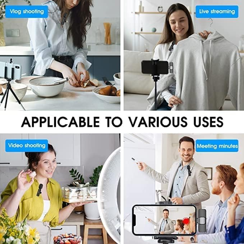 2 in 1 Wireless Lavalier Microphone for Iphone Ipad, Plug-Play Wireless Mic for Recording, Live Stream, Youtube, Tiktok, Facebook, Noise Reduction Auto-Sync for Ios/Android (Ios)&hellip; image number 4