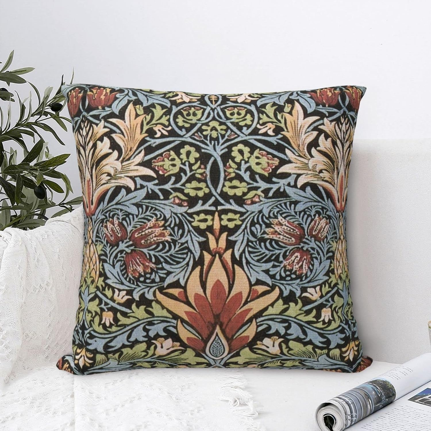 William Cock Pheasant 1916 4 Morris Throw Pillow Covers 18X18 Inch Aesthetic Pillow for Bedroom Velvet Decorative Pillowcase Home Decor Living Room Cushion Case for Bed Sofa Couch