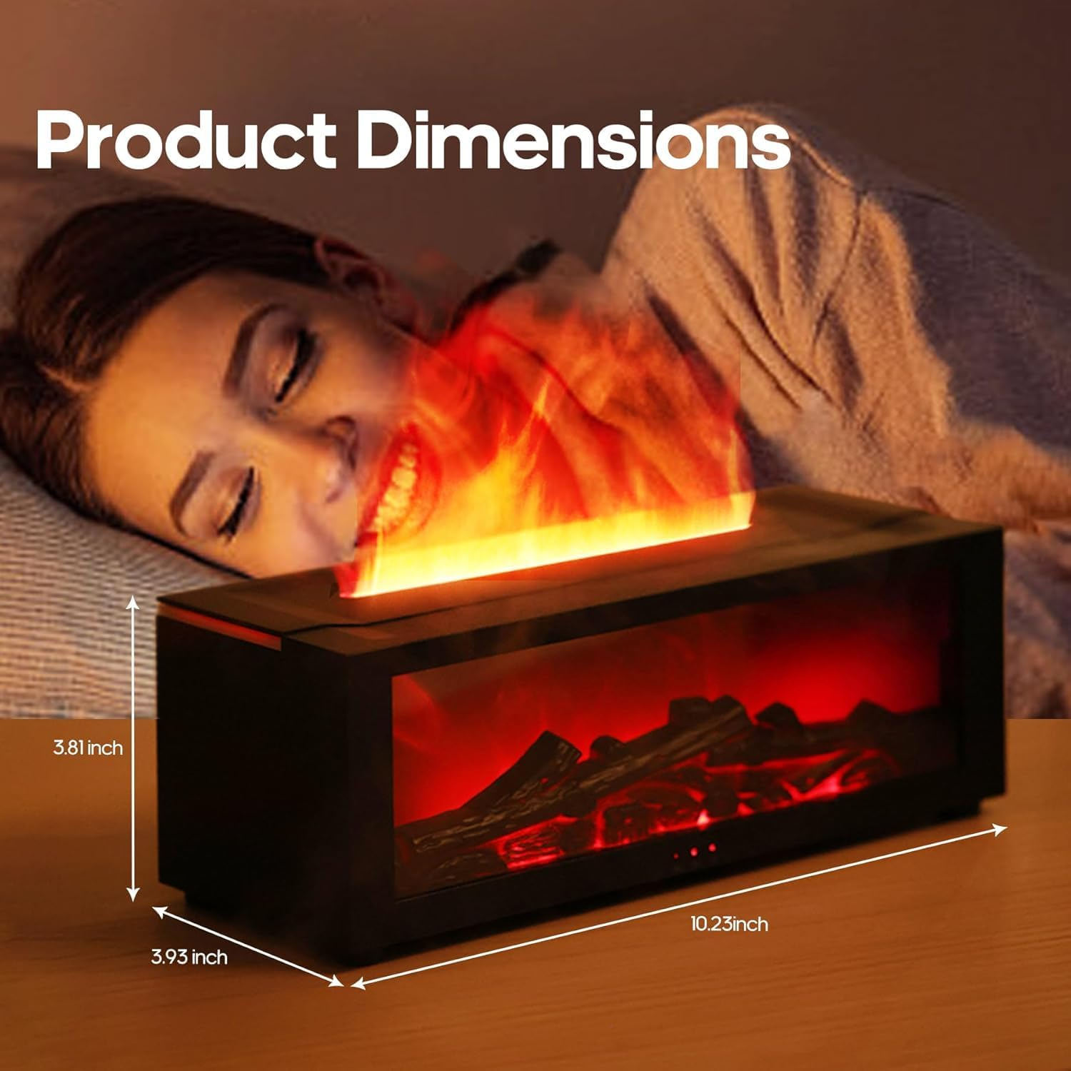 Humidifier - Fireplace Flame Air Diffuser Humidifier with 7 Colors, Timer, Flame Lamp, Super Quiet Design - Ideal Air Humidifier for Home,Bedroom,Office,Yoga image number 4