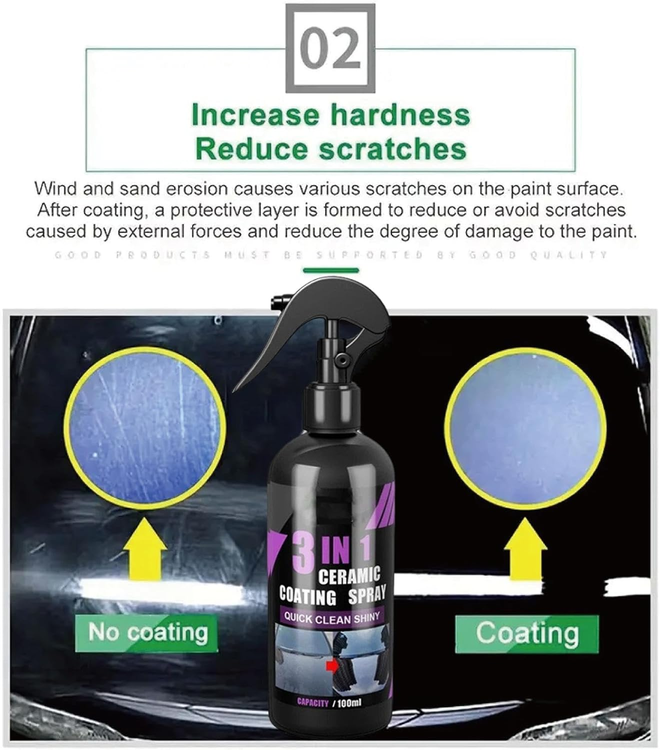 Car Wax Ceramic Coating,100Ml Powerful Nano Wax Ceramic Spray | Paint Care Liquid, Professional Car Body Cleaner, Automotive Top Coats for Cleaning Water Stains image number 1