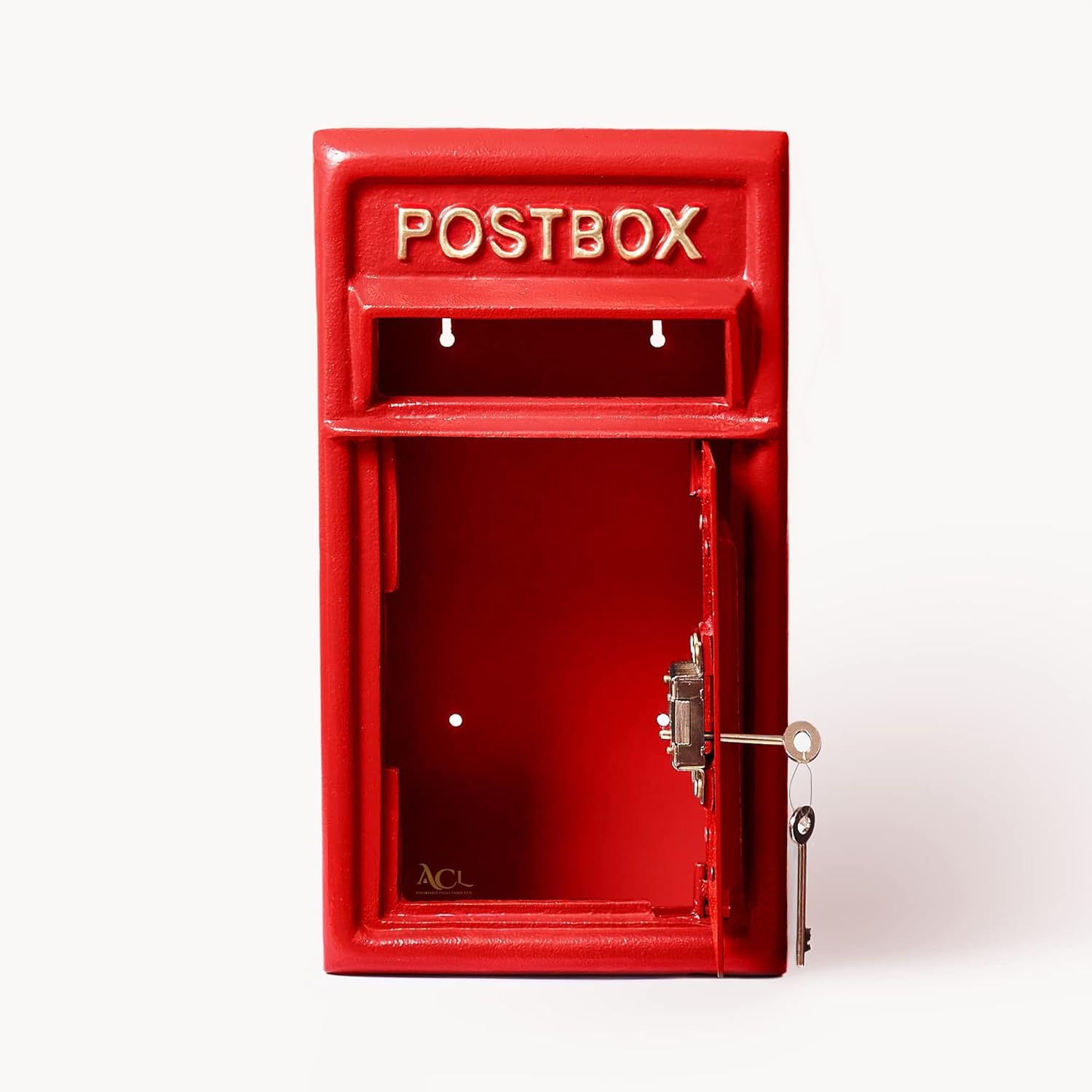 Assorted Collections Wall Mounted Post Box Classic Red Large Letter Box Lockable with 2 Keys, Heavy Duty Cast Iron Weatherproof Mailbox Easy to Install Keep &lrm;24X17X 44 Cm, 11.8 Kg image number 3