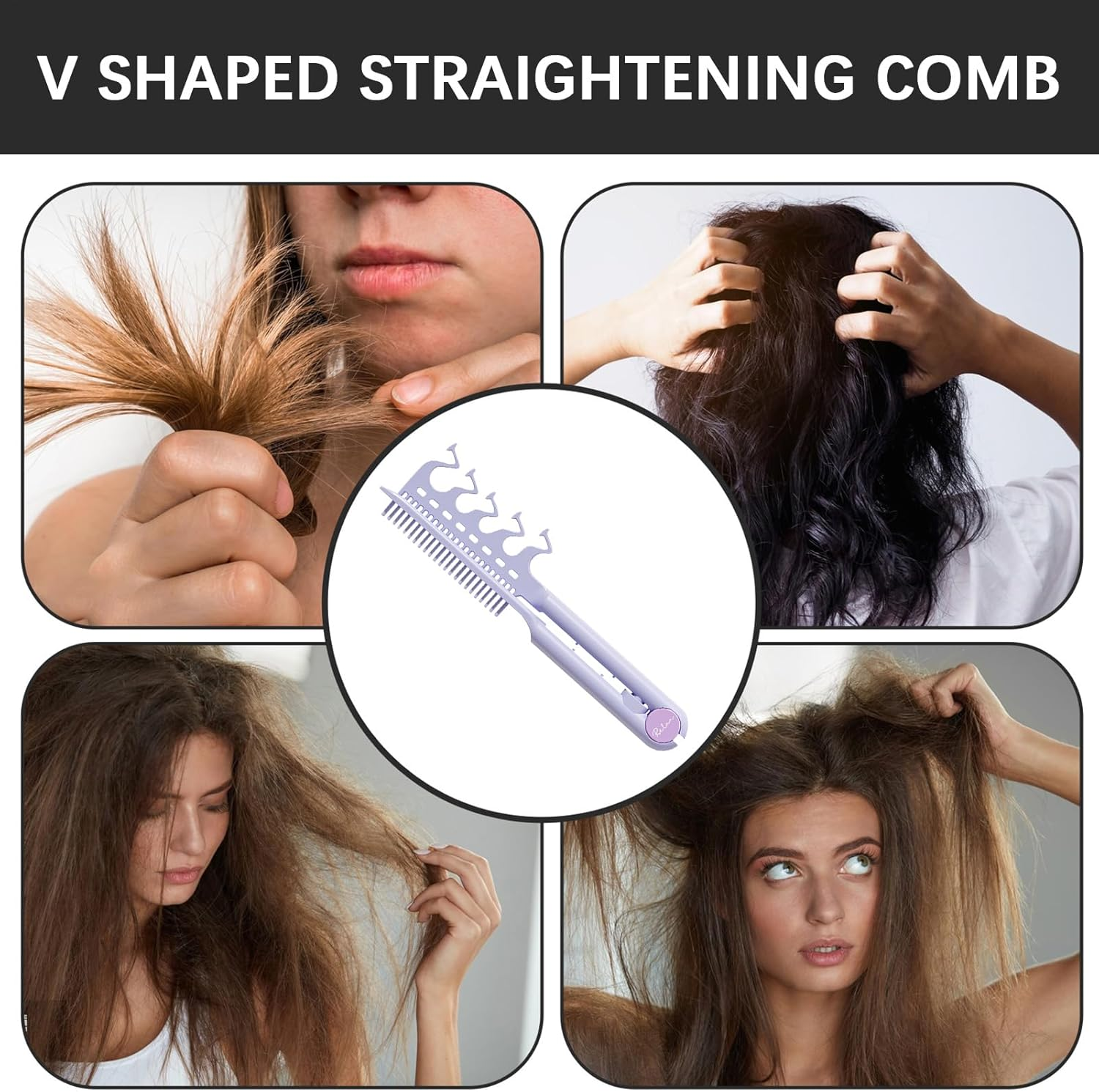 Hair Combs for Women - V Shaped Straight Comb | Smoothing anti Static Volumizing Grooming Tool for Home Salon Women Girls Friends Family Daughter - White image number 3