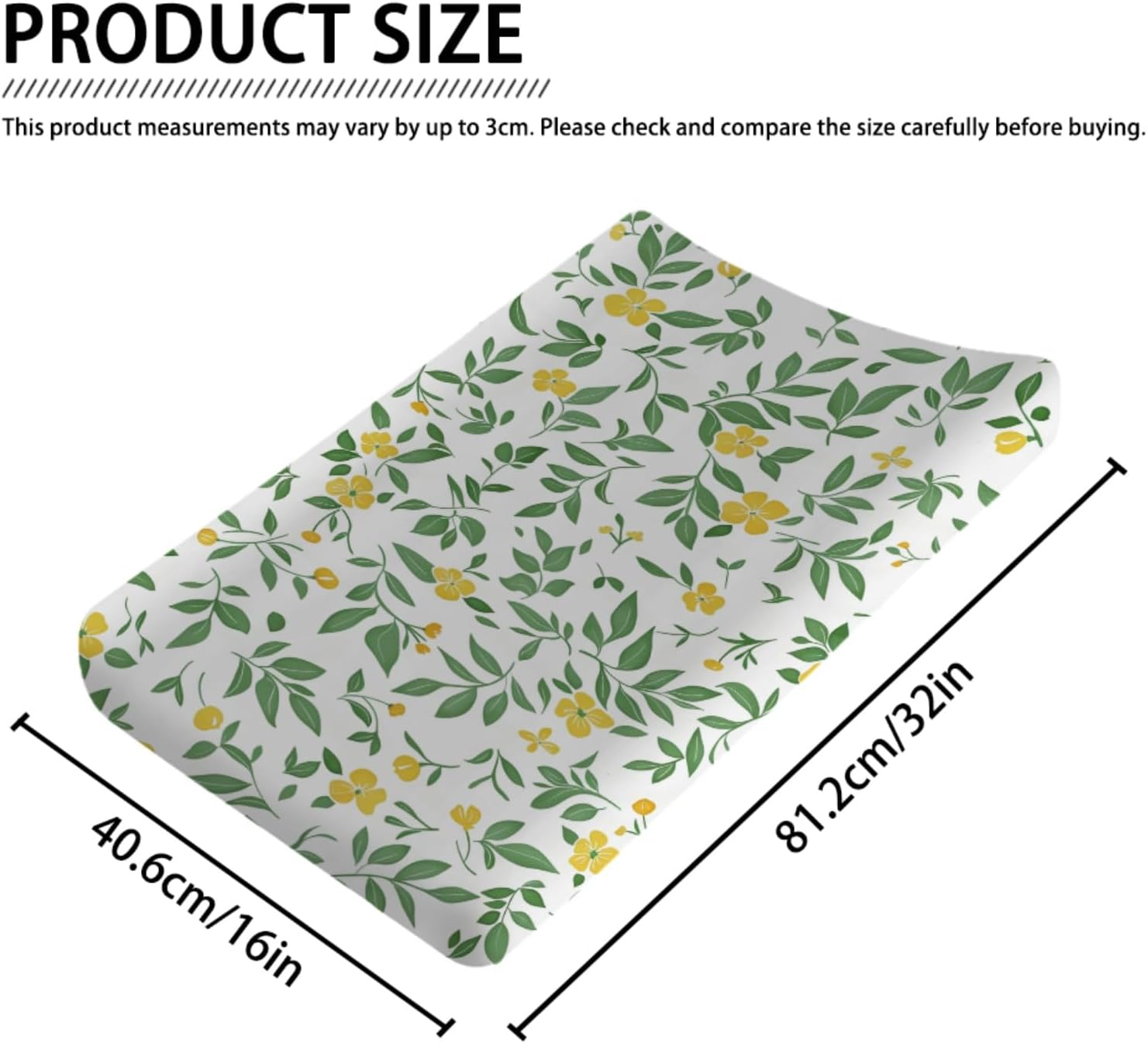 Floral Leaves Baby Changing Pad Covers,Unisex Fitted Changing Pad Cover for Baby Girls Boys,Comfortable Breathable Changing Table Covers,Polyester Easy Care Baby Changing Table Sheets for Girls image number 2