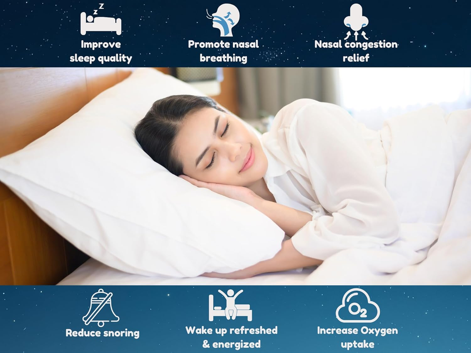 Nose Strips, Black &ndash; 60 Counts &ndash; Long Lasting, Strong Hold, Open Air Ways - Nasal Strips for Breathing - Extra Strength, Reduce Snoring and Mouth Breathing - Instant Nasal Congestion Relief. image number 4