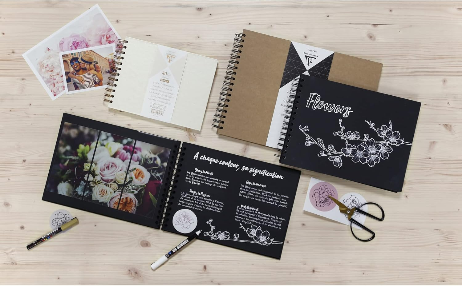 Clairefontaine - Ref 95430C - Kraft Landscape Album to Decorate (40 Sheets of Paper) - 32 X 24Cm Sized, 200Gsm Kraft Paper, Wirebound Spine - Plain Kraft Cover image number 3