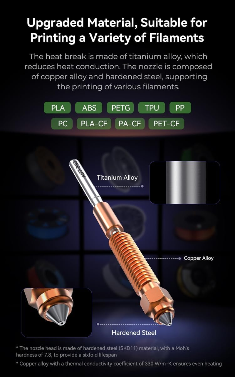 Creality Ender-3 V3 SE/KE Ceramic Heating Block Kit-Quick-Swap Nozzle Kit, 300&deg;C High Temperature Resistance, Easy to Install, High Thermal Conductivity & High Flow Printing, 3D Printer Accessories image number 5