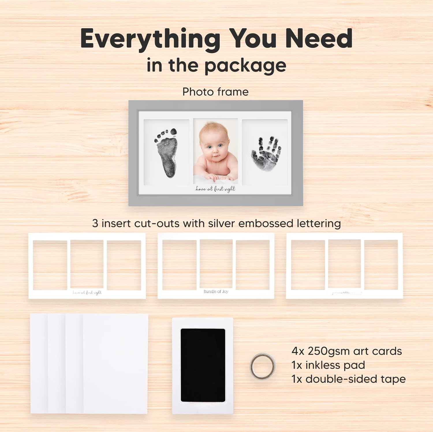 Inkless Baby Hand and Footprint Kit Boy, Girl - No Mess Ink Pad for Handprint, Clean Touch Dog Paw Print Kit, Personalized Baby Shower Gifts, Nursery Newborn Keepsake Frame (Cloud Gray) - Petal Pink image number 2