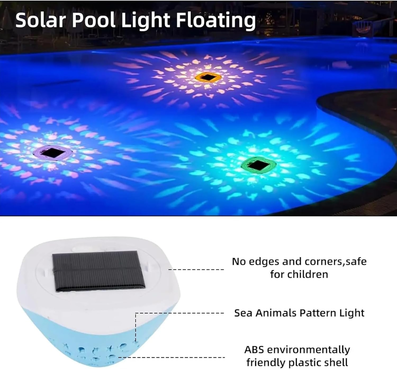 Solar Power Swimming Floating Pool Lights, Rechargeable 3PCS Color Changing Underwater Pool Light That Float, 4 Colors 2 Modes, Glow Hot Bath Tub LED Light up Decor (Solar Powered, Type-C Charging) image number 5