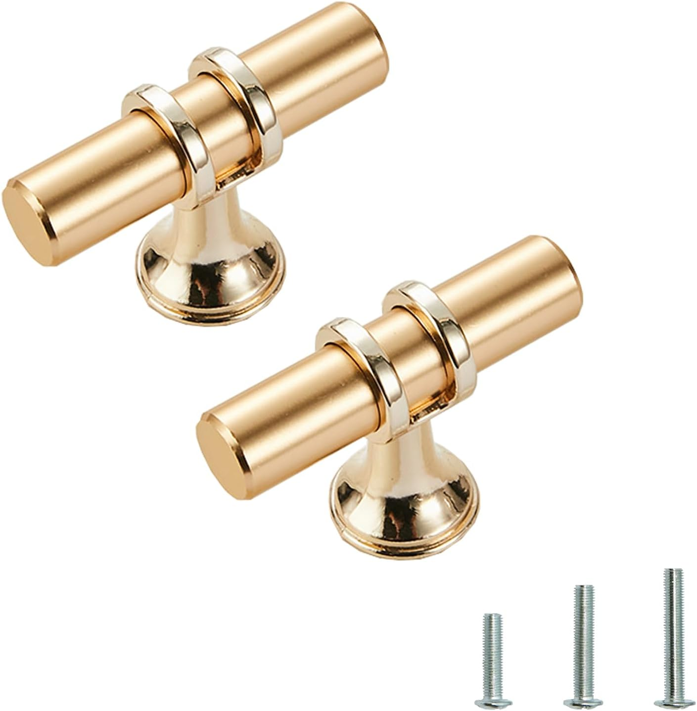 Ymaiss 12 Packs Cabinet Knobs T Bar Kitchen Dresser Knobs Drawer Pull Handles Single Hole Knobs Hardware for Drawer Dresser Cupboard Wardrobe (Gold) image number 3