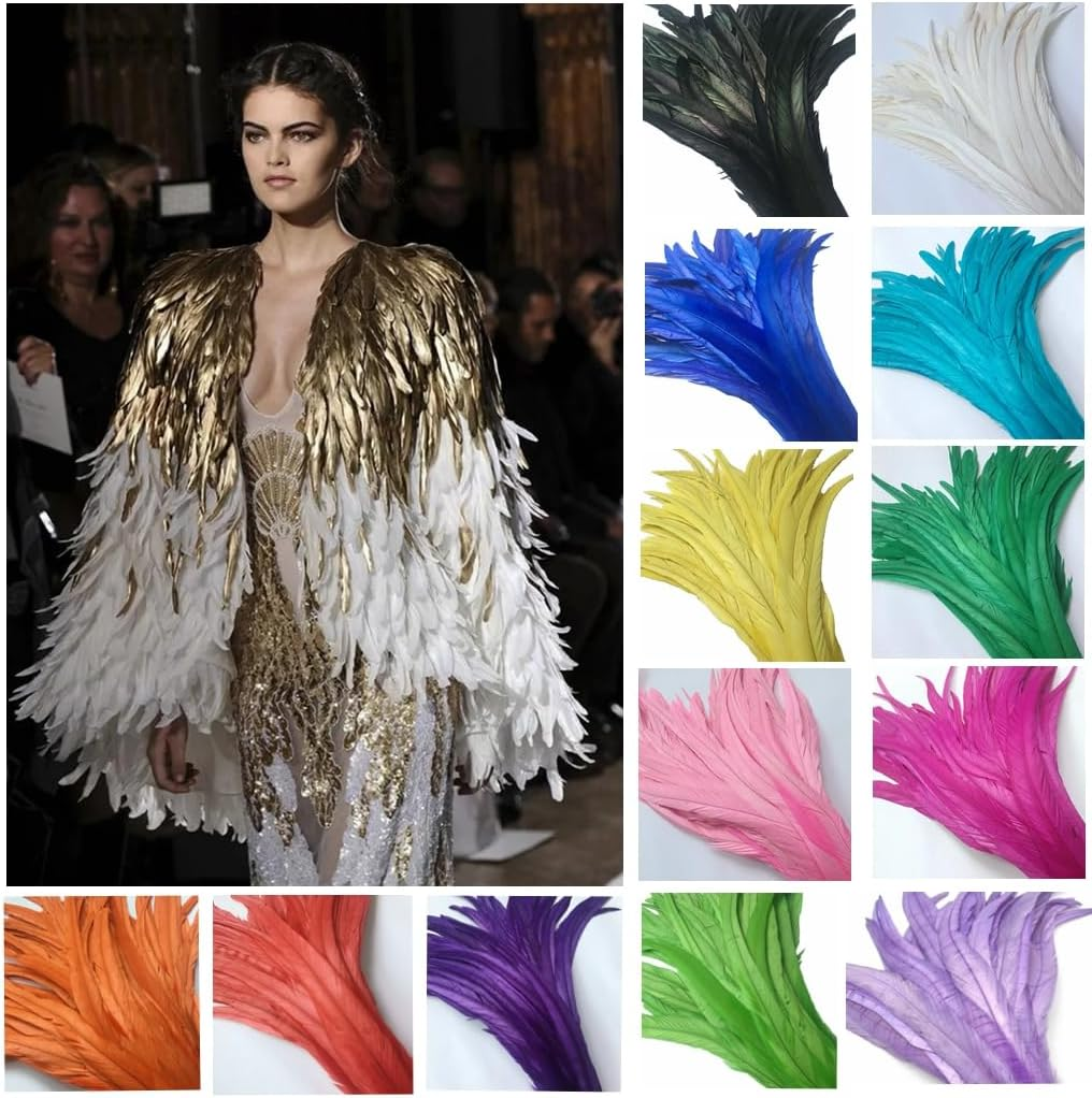 Shekyeon 12-14 Inch Rooster Tail Feather, Use for Hats, Costume, Decoration, Pack of 50 (Turquoise)