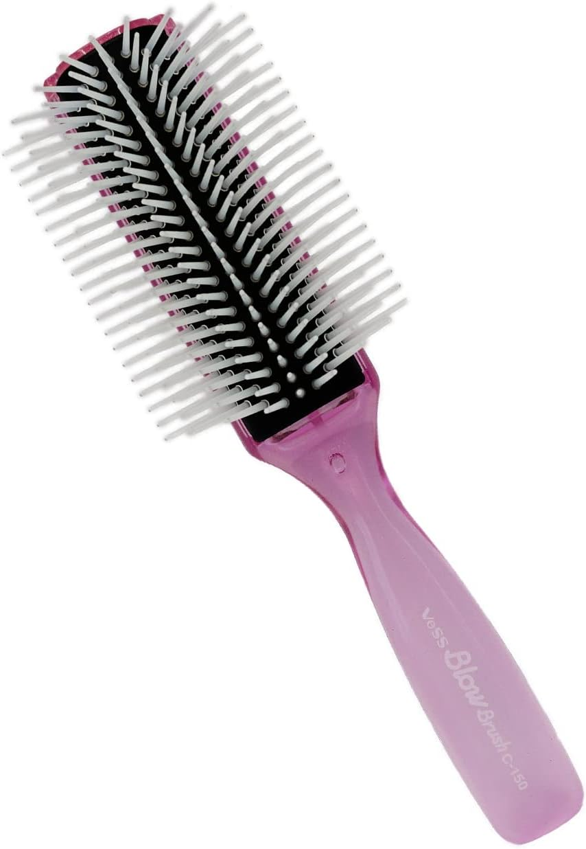 VESS Blow and Styling Hair Brush, Wide 9 Row round Type- Light Weight -Made in Japan-C-150 (Flash Blue)