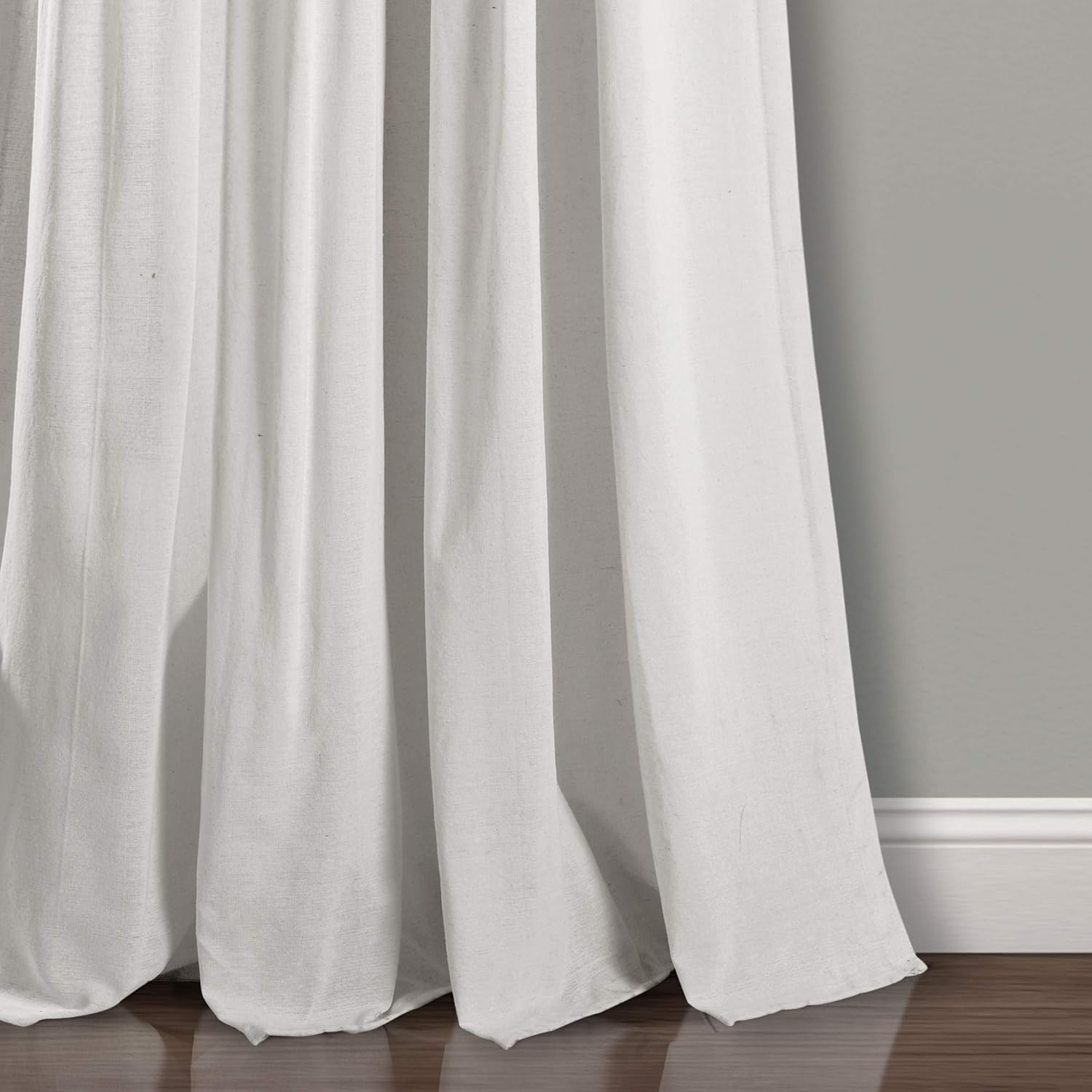 Lush Decor Linen Button Window Curtain Panel, Single, 40" W X 95" L, Blue & White - Country Curtains - Rustic Decor - Color Block Modern Farmhouse Curtains for Living Room, Bedroom & Dining Room image number 6