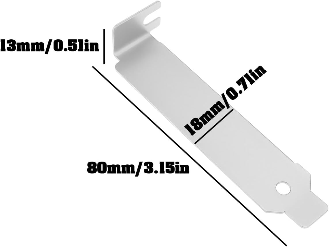 VGOL 6X PC Low Profile PCI Bracket Expansion Computer Back Slot Cover for Computer Cases, 80X18X13Mm image number 2