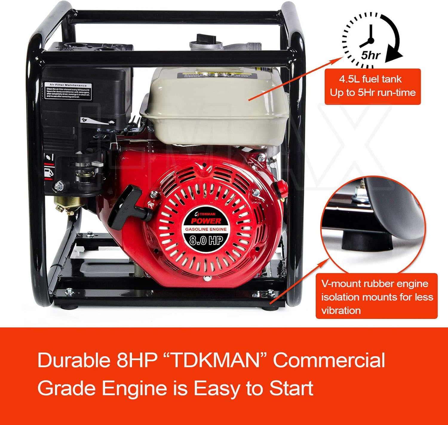 8HP Petrol High Flow Water Transfer Pump Fire Fighting Irrigation Garden 2 Inch 3 Inch 2" 3" (2 Inch) image number 6