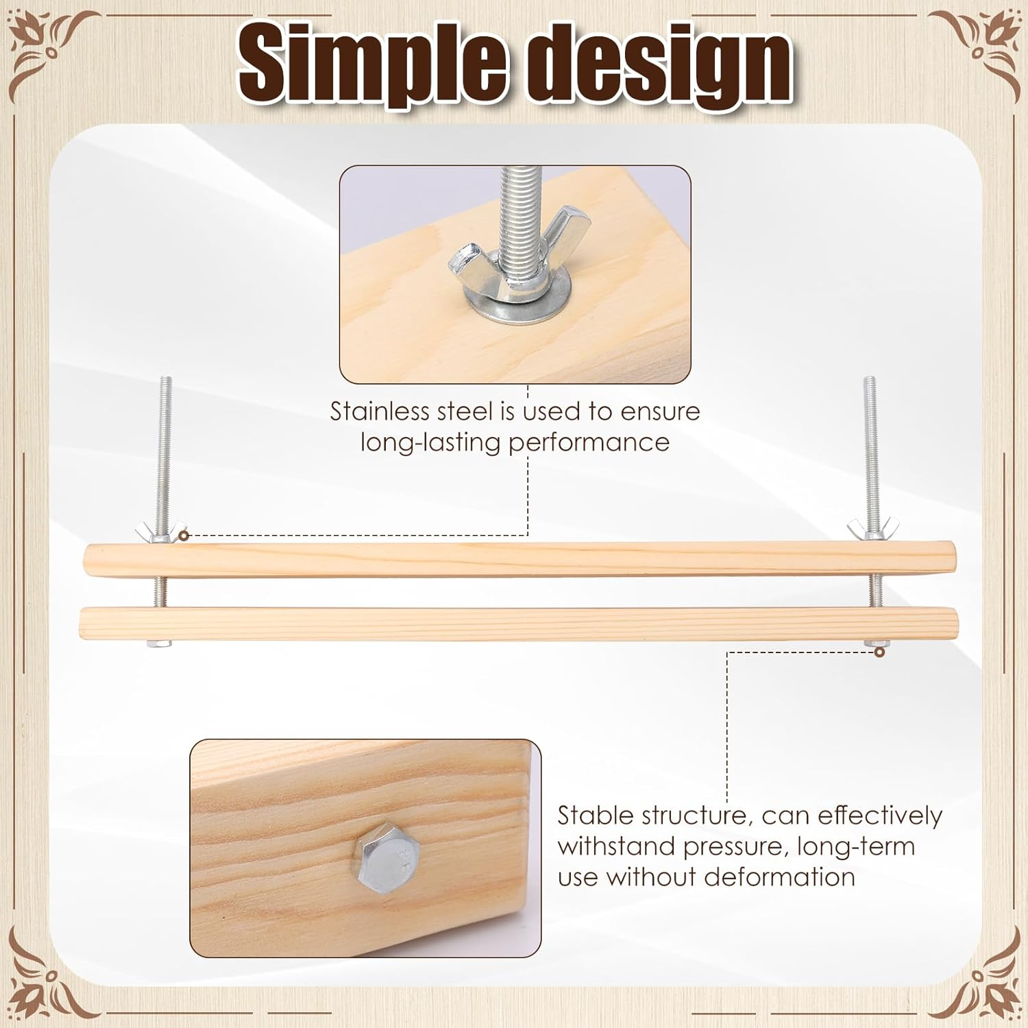 UKQRRTC Book Press Kit, Wood Book Binding Tool, Easy to Use and Portable, Effective Bookbinding Press Kit for DIY Crafts (L) image number 6