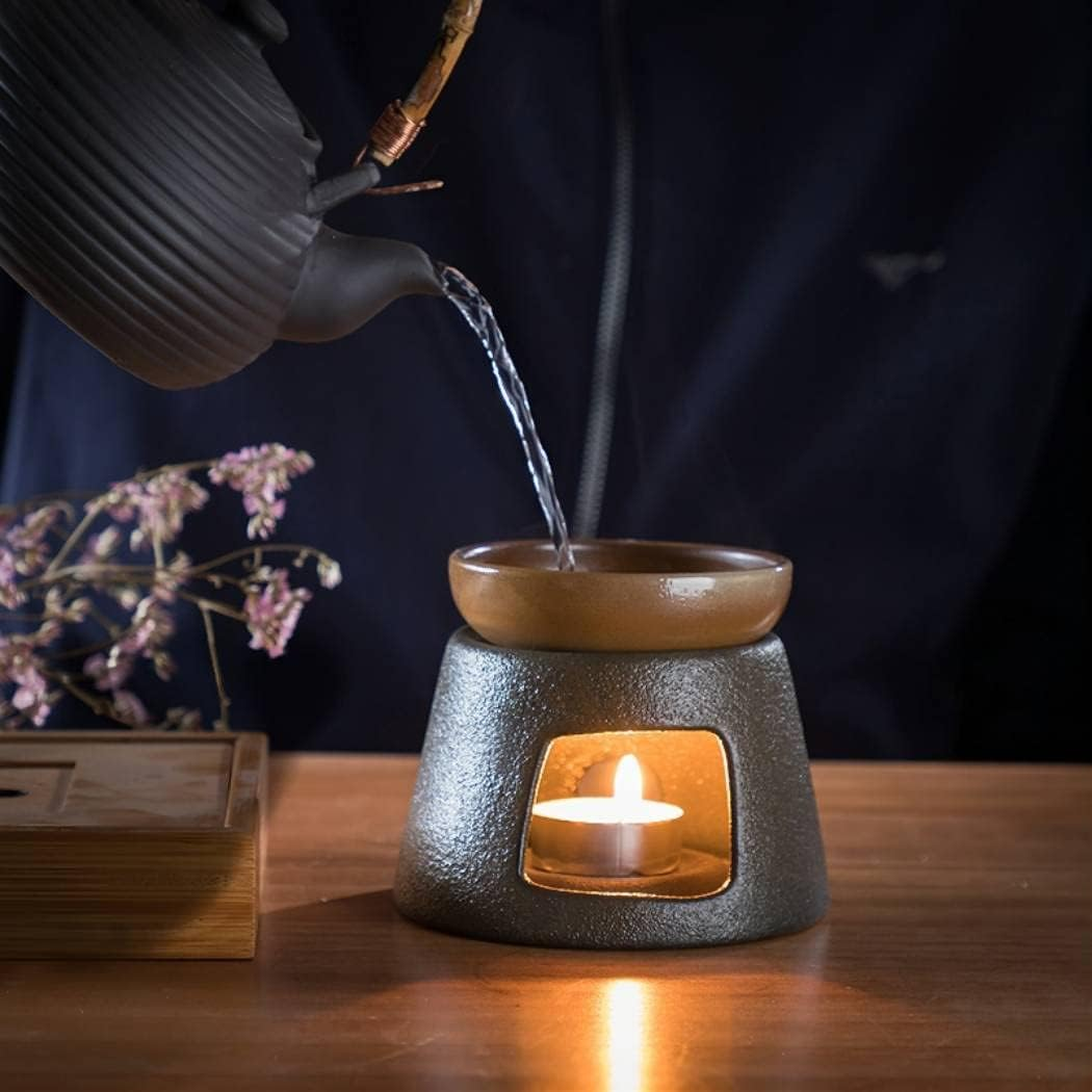 Hand Made Large Capacity Essential Oil Burner Wax Melt Burners, Aromatherapy Aroma Burner Ceramic Oil Diffuser Candle Tealight Holder Home Bedroom Decor Brown image number 6