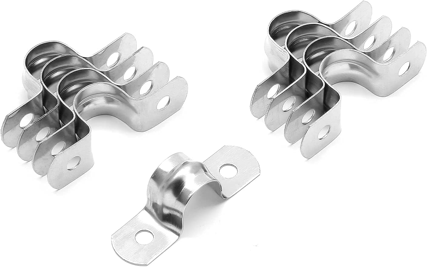 Jersvimc 20Pcs 3/4 Inch Stainless Steel Conduit Clamps, Two Hole Strap U Bracket Rigid Pipe Strap Metal U Clamp Conduit Strap Tension Clips U-Tube Clamp Heavy Duty image number 6