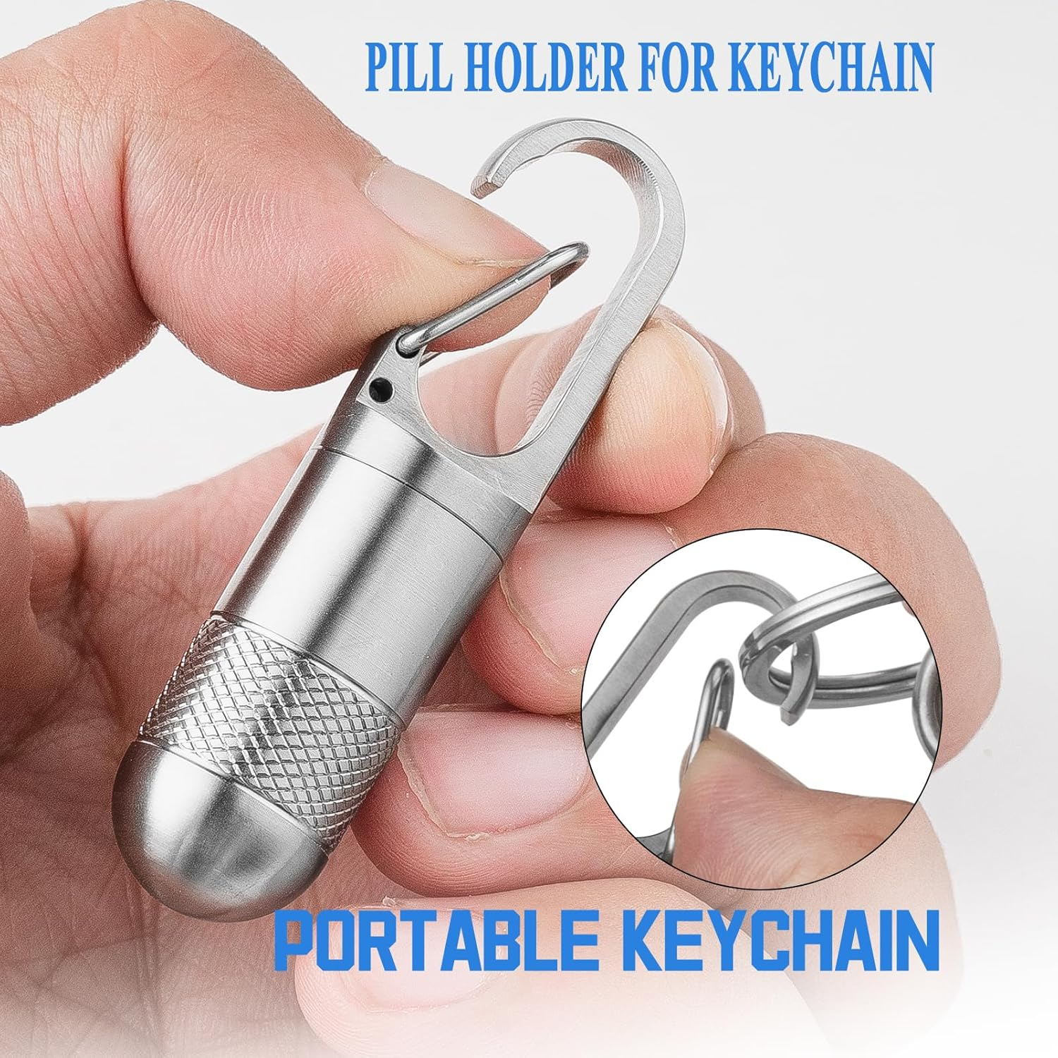 TISUR Small Titanium Pill Case, Keychain Pill Holder Travel Pill Box Container Multitool EDC Every Day Carry for Men (Gray Titanium Small - 1.06 Inch) image number 1