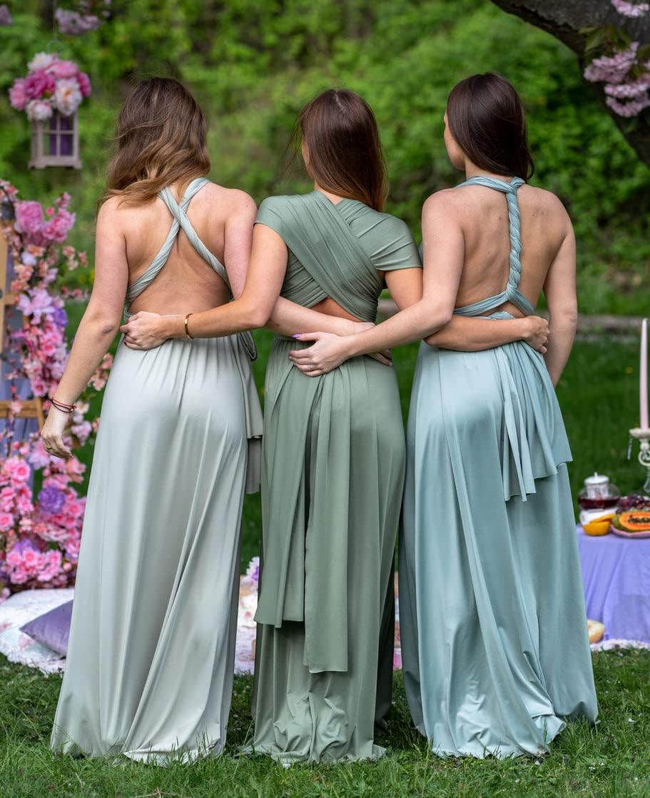 Infinity Dress - Convertible Multiway Maxi Long Transformer Gown Dress - Bridesmaid Bridal Party Wedding - Strap Wrap image number 6