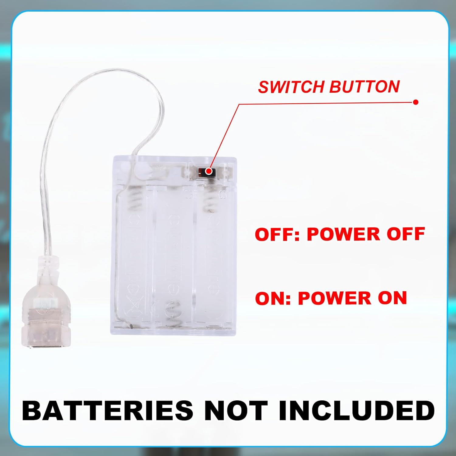 BTFO 4Pcs Battery Pack for 5V LED Neon Signs, Transparent USB Neon Light Battery Box Converts USB Lights to Battery-Operated image number 1