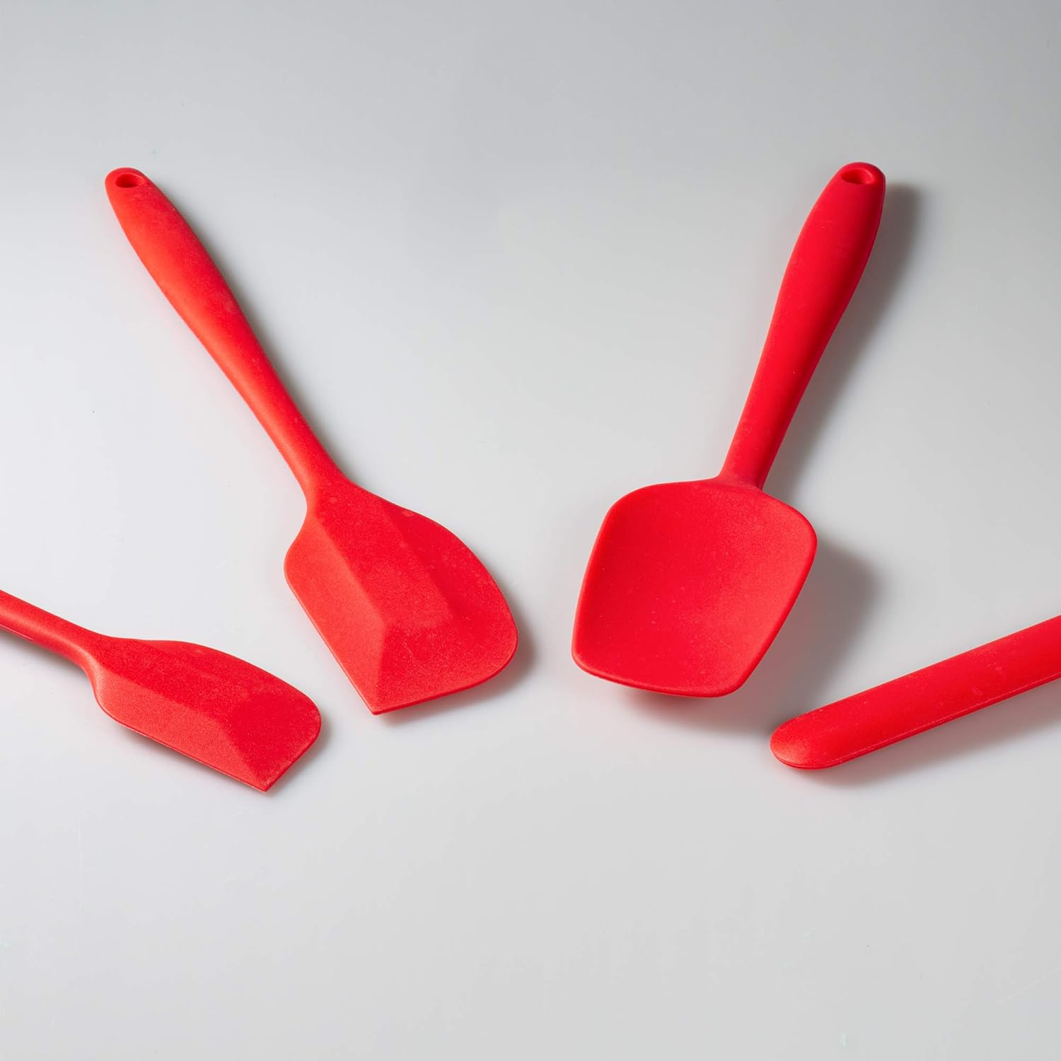 Non-Stick 4-Piece Silicone Spatula Set, High Heat-Resistant Good Grips Rubber Spatulas with Stainless Steel Core, Red