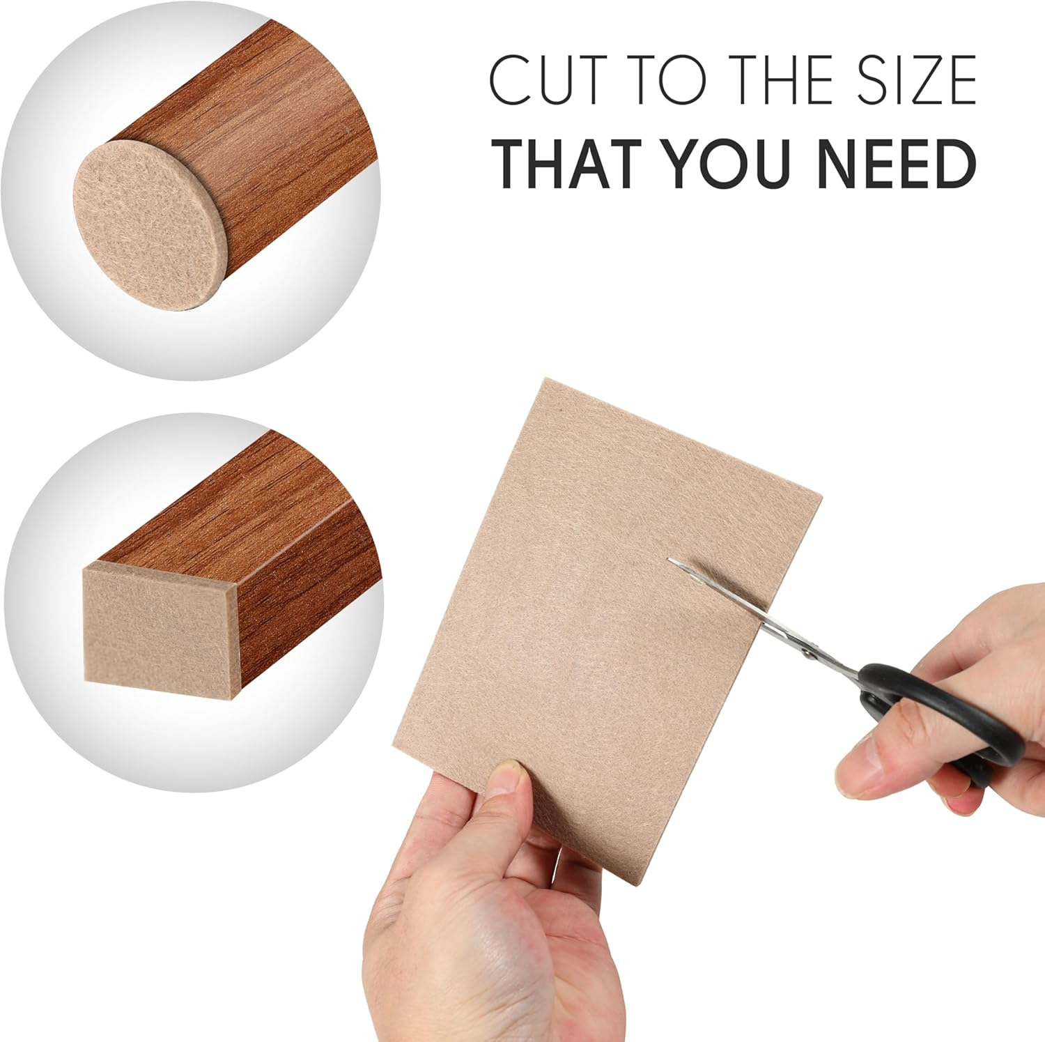 Felt Furniture Pads, Floor Protectors for Furniture Legs, 6 Pack of Cut to Size Felt Chair Leg Floor Protectors, 15 Cm X 11 Cm Self Adhesive Furniture Felt Pads for Hardwood Floors image number 3