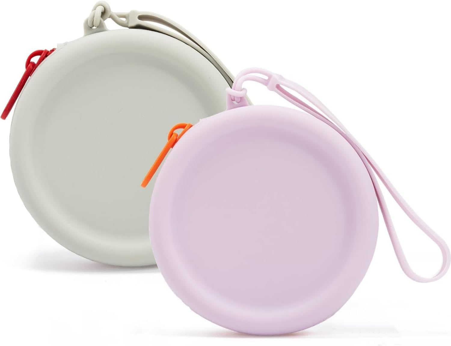 2Pcs Portable Puppy Training Pouch Treat Bag Silicone Dog Treat Pouch,Zippered Dog Treat Pouch with Handle,Silicone Dog Treat Pouch Portable Dog Treat Bag,Pet Small Snack Pocketes,Purple and Grey image number 1