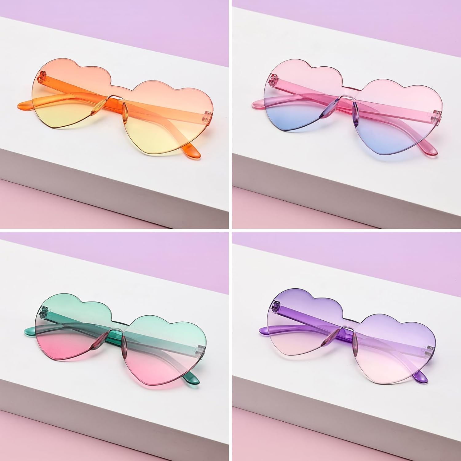 4 Pairs Heart Shape Party Glasses Funny Fancy Novelty Party Bag Filler Favors Creative Costume Party Supplies Decoration for Kids and Adults Photo Booth Props image number 4