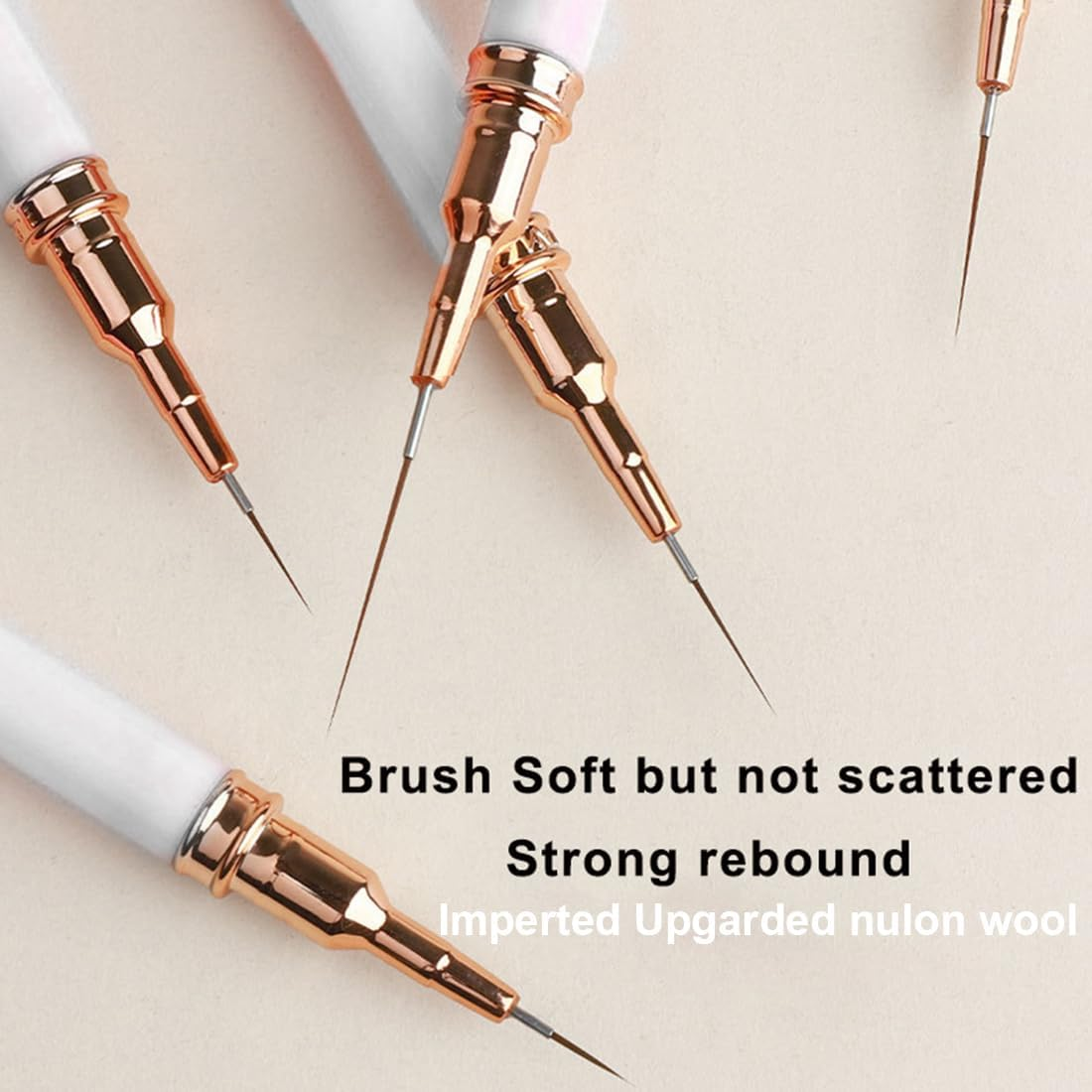 Weddhuis Pack of 5 Thin Nail Art Liner Brushes, Professional Nail Art Fineliner, Nail Design Brushes with Extremely Fine Bristles for DIY Nail Art, Salon, and Home Use image number 2