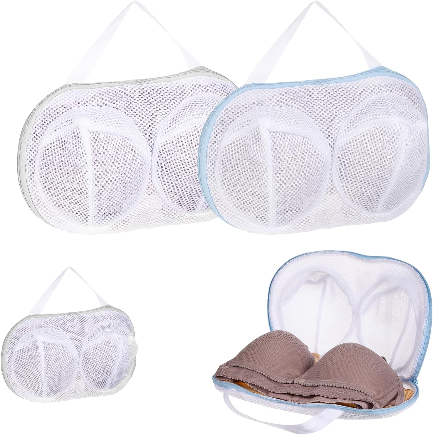 2 Pcs Bra Washing Bags for Laundry, Bra Bags for Washing Machine Lingerie Wash Dryer Bag Non-Deform 3D Protective Bracket Case with Handle Zipper for Women Laundry Storage Washing Delicates image number 4