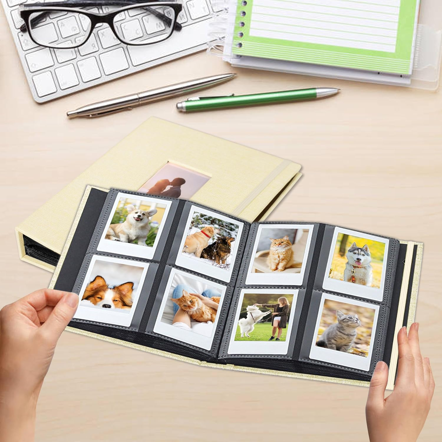 Meunmro 208 Pockets Mini Photo Albums, Linen Cover Polaroid Photo Albums Fits for Fujifilm Instax Mini 7S 8 8+ 9 25 26 50S 70 90, 3-Inch Film (Beige) - Grey image number 4