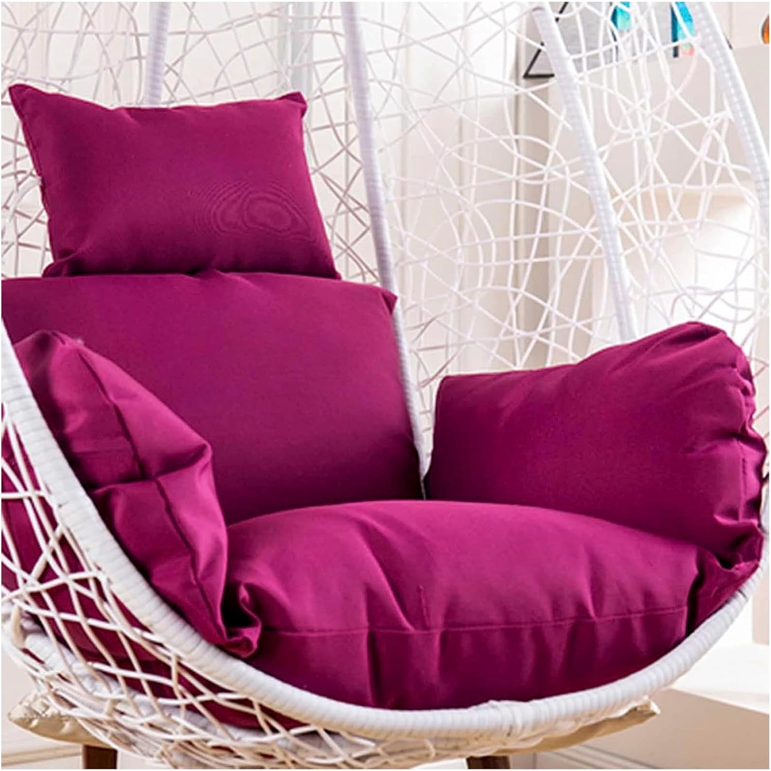 Cushion Egg Swing Cushion, Fluffy Outdoor Hanging Chair Cushion, Waterproof Replacement Cover for Hanging Chair Cushion, Hanging Chair Cushion with Headrest and Armrests, Purple