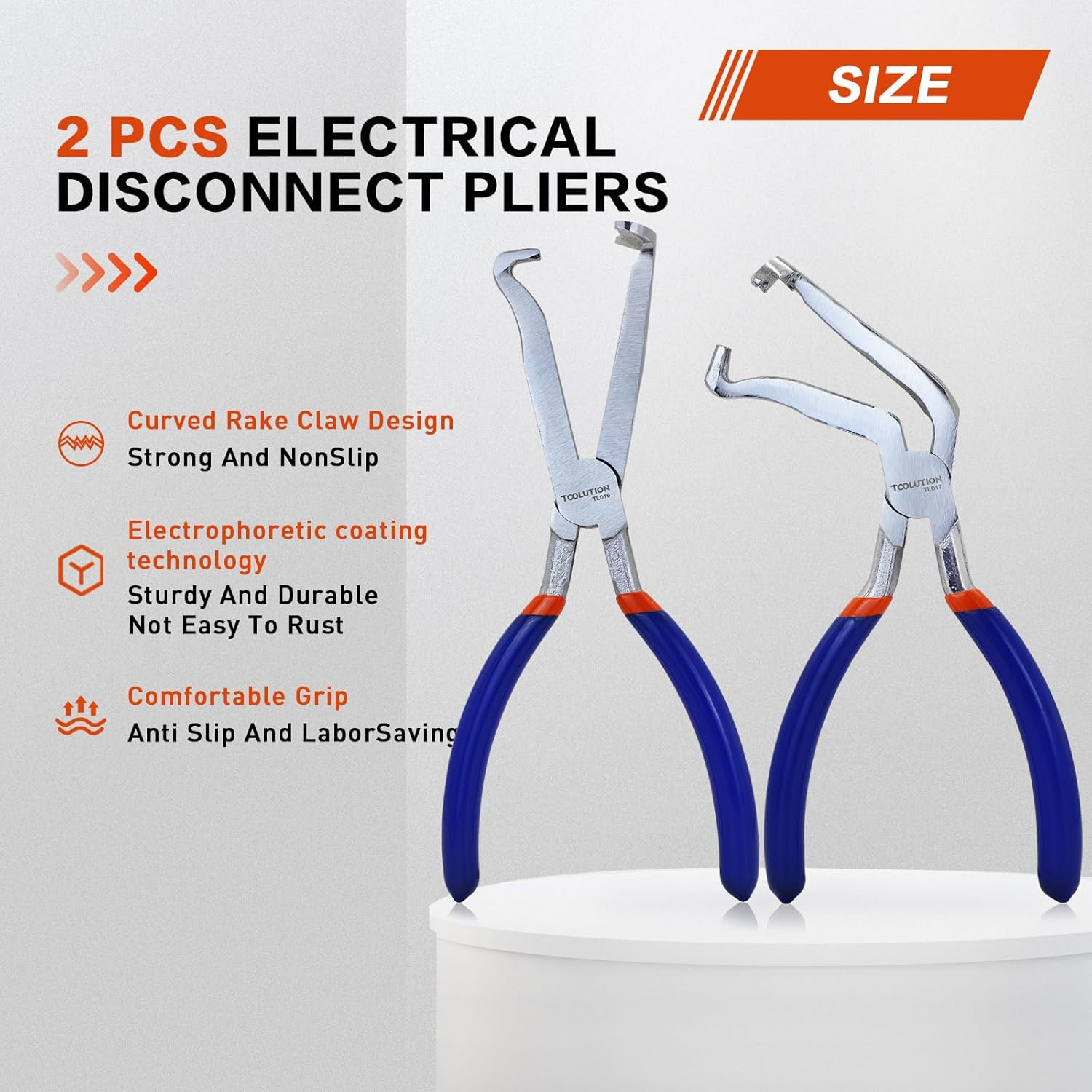 8 Inch Electrical Disconnect Pliers 2Pcs, Automotive Connector Pliers Set for Push Tab Style Plugs, Electrical Connector Removal Tool for Cars, Fuel Lines, Sensors - 4Pcs-Sprengringzangen Set image number 2