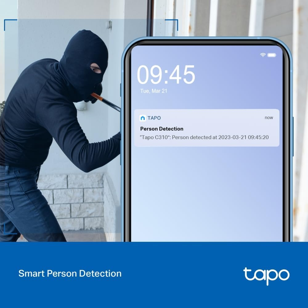 Tapo 2K Outdoor Security Camera, Motion Detection, IP66 Weatherproof, Built-In Siren, 2-Way Audio, 3MP, Night Vision, Cloud &SD Card Storage, Compatible with Alexa & Google Home, 2Pack C310P2 image number 3