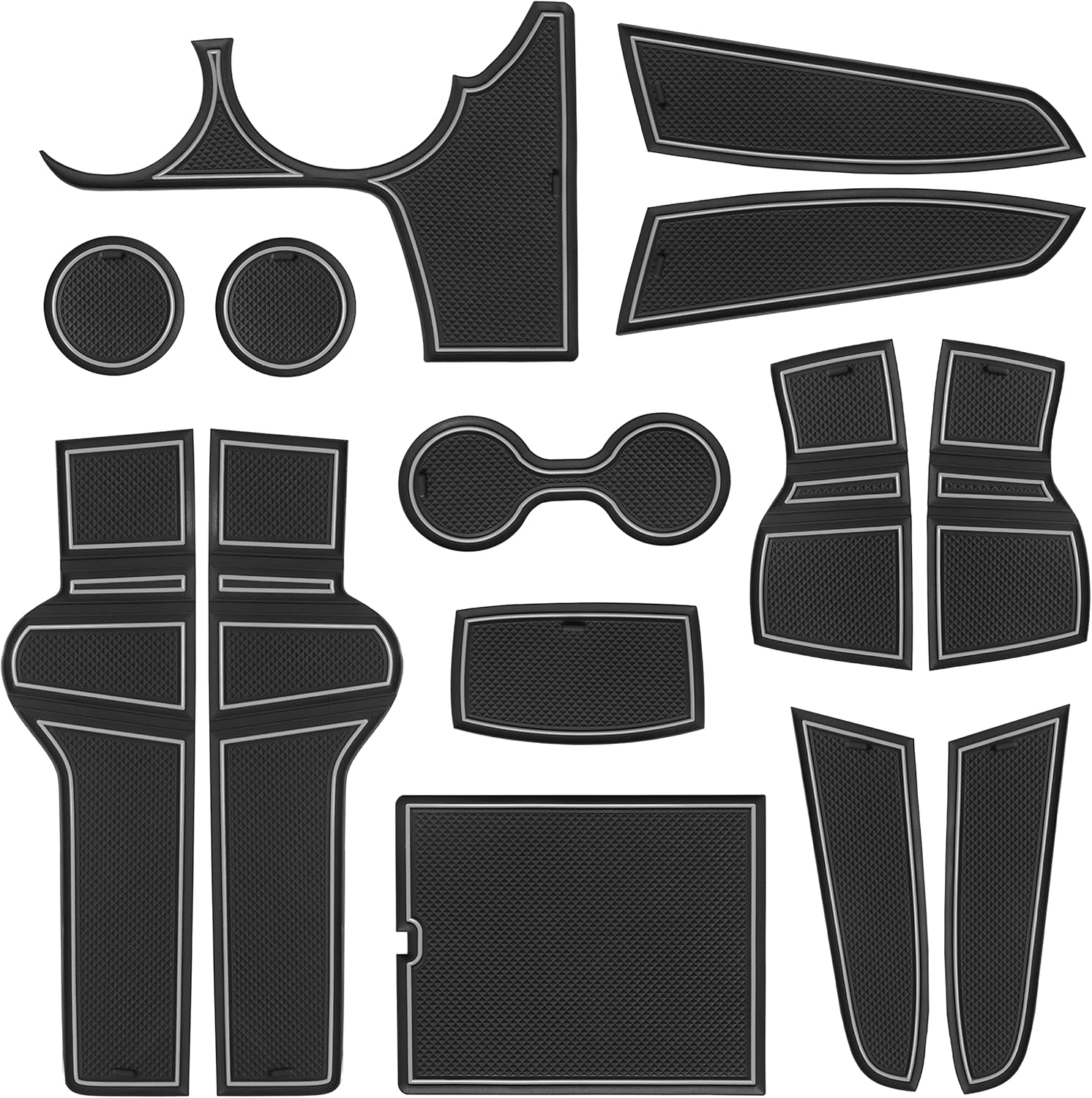 SENSHINE Customized Liners for Kia Sportage Accessories 2023 Hybrid Cup Holder Insert Liner Center Console Liner Glove Box Mats Inserts Non-Slip Mats Pad 14-PC Set (Blue Trim)