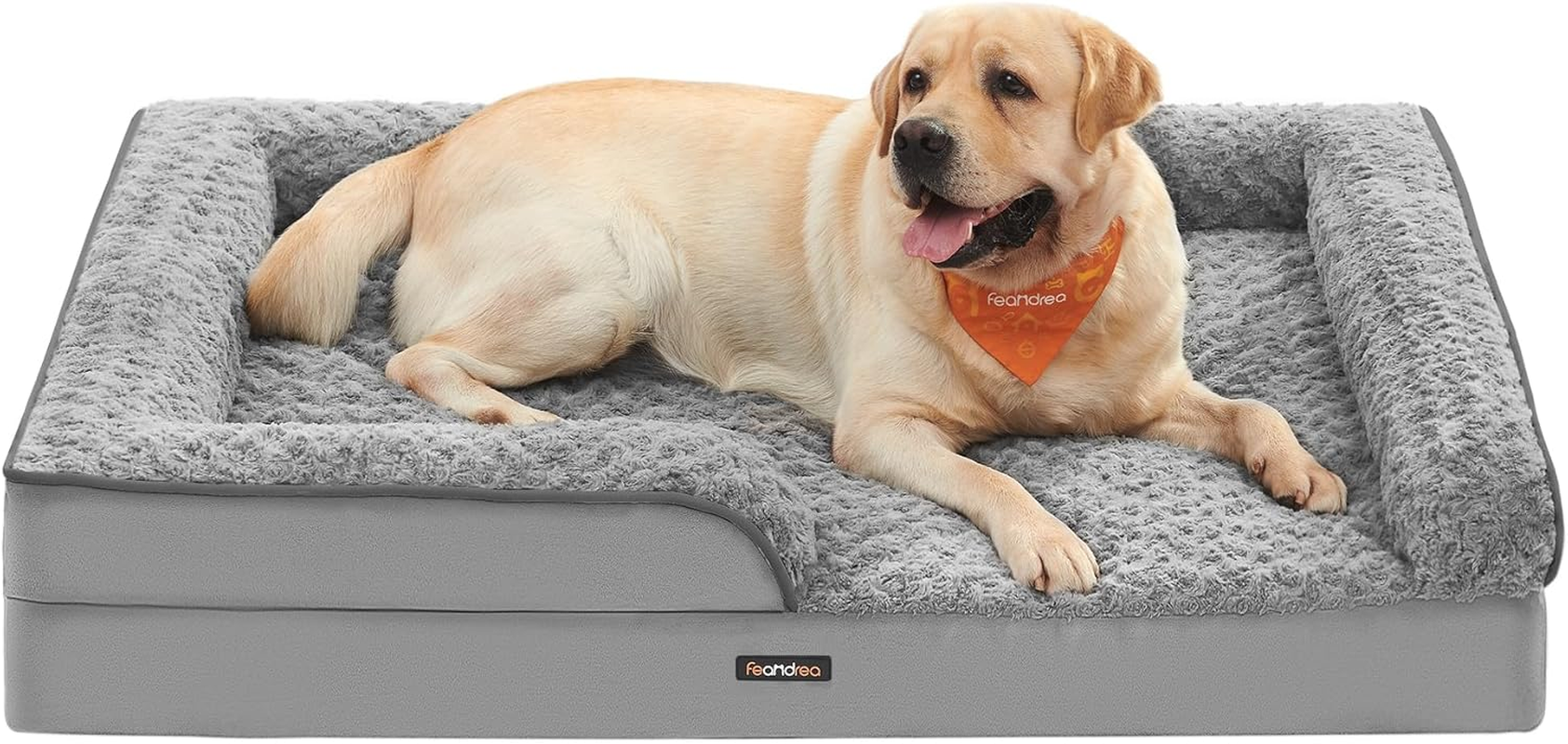 Feandrea Orthopaedic Dog Bed for Large Dogs, Waterproof Dog Sofa Bed with Removable Washable Cover, 36 X 27 X 6.5 Inches, Dove Gray UPGW252G01 image number 2