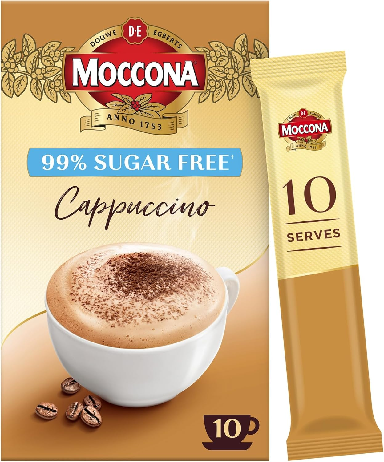 Moccona Coffee Sachets Cappuccino Sugar Free 50 Sachets (10 Sachets X 5 Packs) image number 4