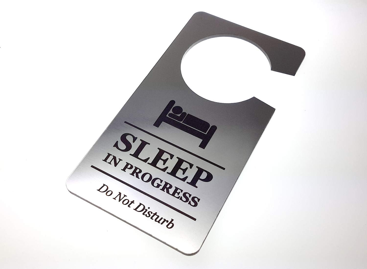 Sleep in Progress Do Not Disturb Room Door Hanger Sign Silver Acrylic - for Nurses, Doctors, Students, Home Use, Hotels image number 2