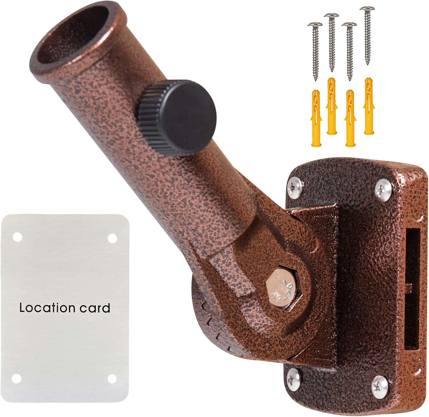 NQ Flag Pole Holder Adjustable, Flag Pole Bracket for outside House Heavy Duty Aluminum, Multi-Position Flag Pole Mounting Bracket Rust Free with Hardwares, 1" Inner Diameter (Black- 1 Pack)